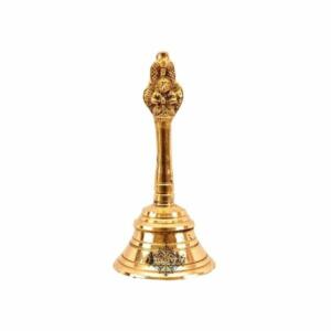 Indian Art Villa Garuda Under Sheshanag Design Brass Pooja Ghanti Bell | 5in